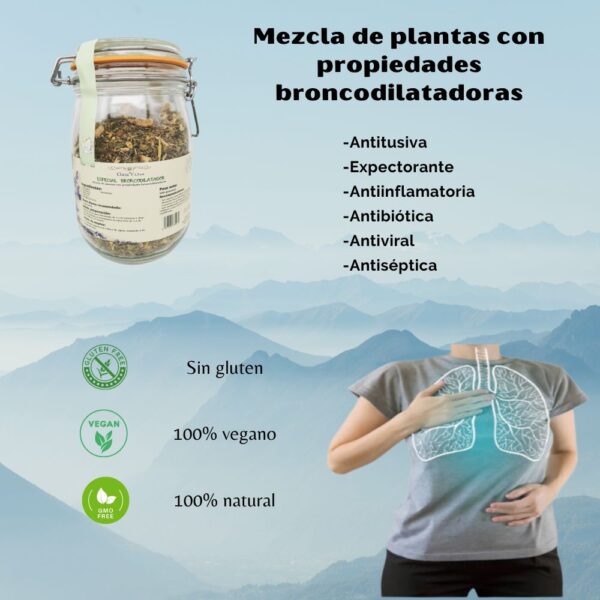 infusion plantas medicinal.mezcla de plantas especial broncodilatador 200gr 100% hojas de planta natural, té que ayuda a expulsar la mucosidad y reducir la irritación de las vías respiratorias