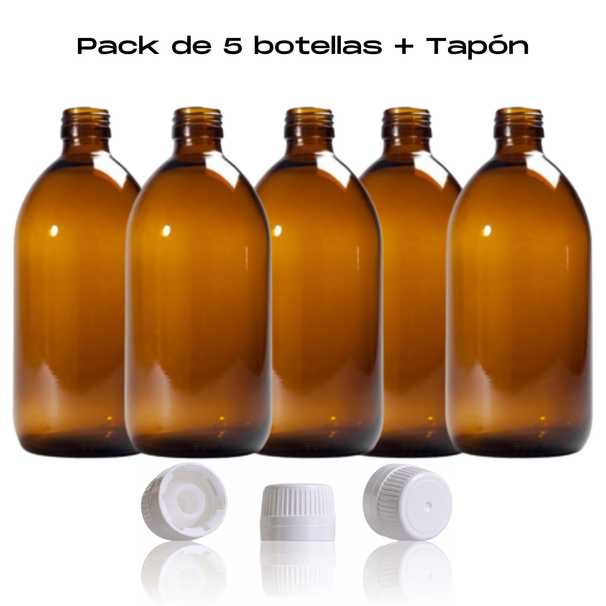 pack 5 botellas cristal Ámbar | tapón dosificador | especial para cosmetica +farmacia+liquidos (250ml, pack5)