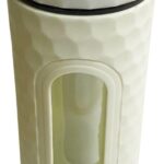 gaiavitae botella de cristal inwater 300ml con diseño innovador accesorio infusiones y recubrimiento en plástico – botella color blanco para agua y té